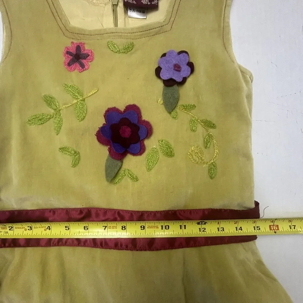 BOUTIQUE MELI MELI Girls‎ 10 Citrine Floral DRESS Velvet 3D Layered Hem Cottage